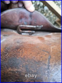 Superbe selle sangle cuir fauve fontes officier de cavalerie ww1 dessous feutre