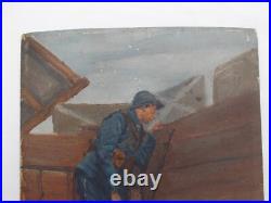 Tableau Peinture Ancien Militaire Ww1 Tranchee Franck Elim Elie De La Moriniere