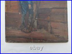 Tableau Peinture Ancien Poilu Ww1 Tranchee Franck Elim Elie De La Moriniere