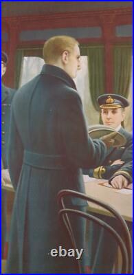 Tableau peinture signé maurice pillard verneuil signature de l'armistice 14 18