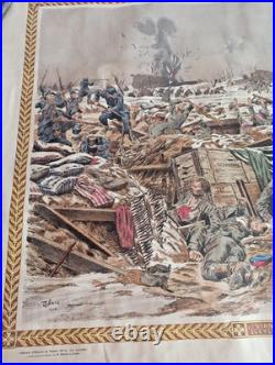 Tableau scolaire Armand Colin 1916 Infanterie Coloniale Souchez WW1 entoilé
