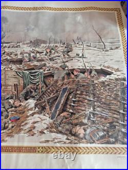 Tableau scolaire Armand Colin 1916 Infanterie Coloniale Souchez WW1 entoilé
