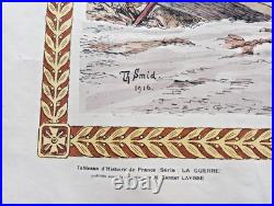 Tableau scolaire Armand Colin 1916 Infanterie Coloniale Souchez WW1 entoilé