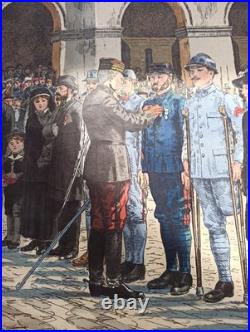 Tableau scolaire Armand Colin 1916 Prise d'Armes Invalides WW1 entoilé 90x73cm Tableau scolaire Armand Colin 1916 Prise d'Armes Invalides WW1 entoilé 90x73cm