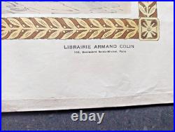 Tableau scolaire Armand Colin 1916 Prise d'Armes Invalides WW1 entoilé 90x73cm