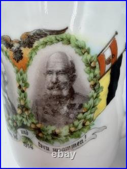 Tasse patriotique allemande WW1 1914 Empereur Guillaume II / François-Joseph 1er
