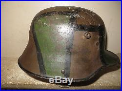 Très beau casque Allemand, stahlhem modèle 1916 camouflé, 1 ère guerre mondiale