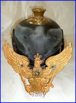 Très beau casque Officier de la Garde Prussienne avec son harbush Allemagne WW. 1