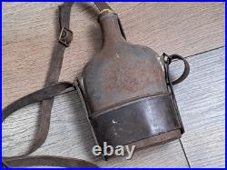 Une gourde avec cuire Cavalerie Français Modèlen1884 14/18 ww1 militaria
