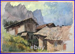 Village De Montagne à Situer, Aquarelle 40' Alpes Haute-Savoie Robert Bénard