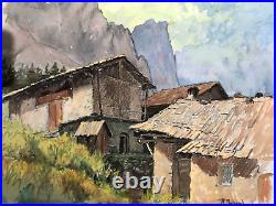 Village De Montagne à Situer, Aquarelle 40' Alpes Haute-Savoie Robert Bénard