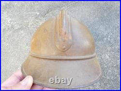 WW1 Casque Adrian d Officier Mod. 15 Artillerie Moutarde Jugulaire Tréssée