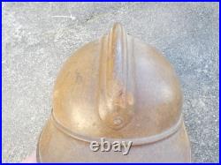 WW1 Casque Adrian d Officier Mod. 15 Artillerie Moutarde Jugulaire Tréssée