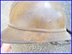 WW1 Casque Adrian d Officier Mod. 15 Artillerie Moutarde Jugulaire Tréssée