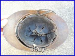 WW1 Casque Adrian d Officier Mod. 15 Artillerie Moutarde Jugulaire Tréssée