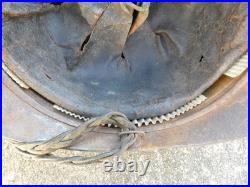 WW1 Casque Adrian d Officier Mod. 15 Artillerie Moutarde Jugulaire Tréssée