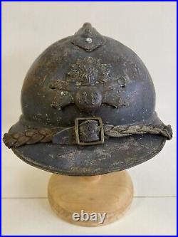 WW1 Casque Francais Adrian M15 Officier Artillerie jugulaire coiffe Nominatif