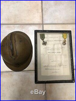 WW1 Casque coloniale 14-18 diplôme et médailles, soldat mort pour la France