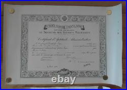 WW1 Croix Rouge Française Diplôme Palme de Vermeil Insigne Special en Or Porte