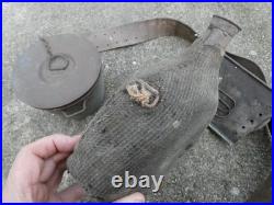 WW1 Lot Gourde Individuel 2 Litres Gamelle Ceinturon 1915 & Lanterne Incomplete