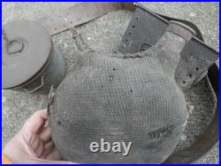 WW1 Lot Gourde Individuel 2 Litres Gamelle Ceinturon 1915 & Lanterne Incomplete
