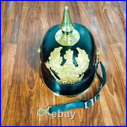 WW1 WW2 Allemand Cuir Pickelhaube Prussien Casque, Pointu Officer Casque