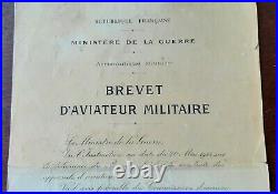 WWI 1917 Brevet Capitaine Pilote Aviateur Militaire France Document ORIGINAL