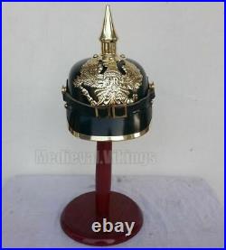 WWI Avec / Socle S'Enrôler Pointe Best Look Pickelhaube Allemand Casque Cuir