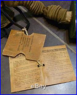WWI masque US complet avec sa sacoche et son manuel de réparation 1914 1918