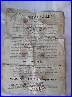 Ww1/ww2 France Réchaud Militaire Joinville Avec Notice Et Boite D'emballage